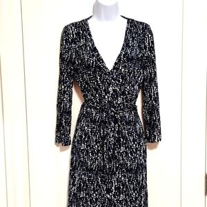 Navy & White Wrap Dress